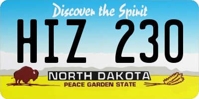 ND license plate HIZ230