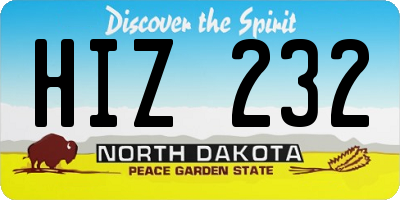 ND license plate HIZ232