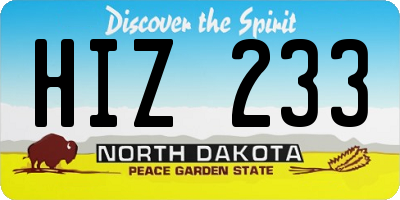 ND license plate HIZ233