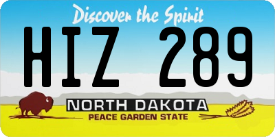 ND license plate HIZ289