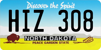 ND license plate HIZ308