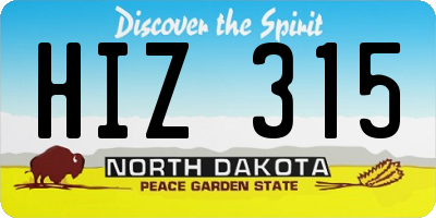 ND license plate HIZ315