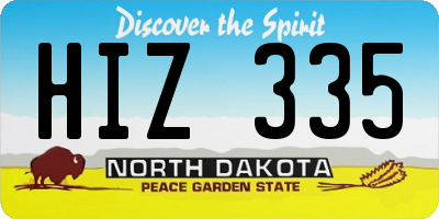 ND license plate HIZ335