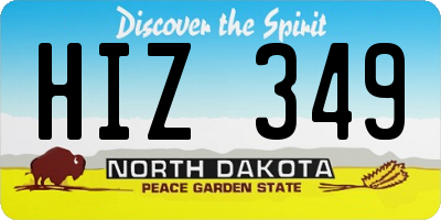 ND license plate HIZ349