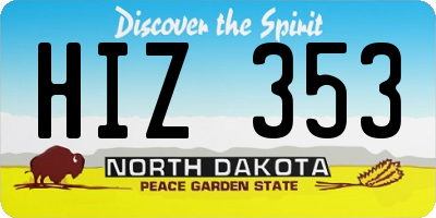 ND license plate HIZ353