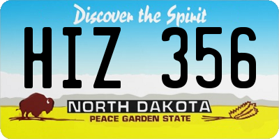 ND license plate HIZ356