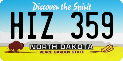 ND license plate HIZ359