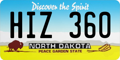 ND license plate HIZ360