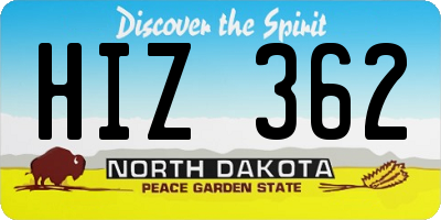 ND license plate HIZ362