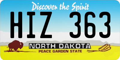 ND license plate HIZ363