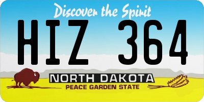 ND license plate HIZ364