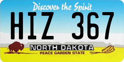 ND license plate HIZ367