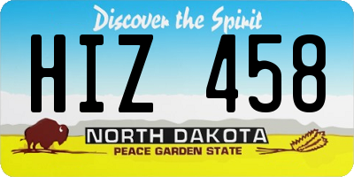 ND license plate HIZ458
