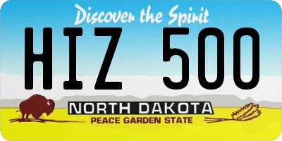 ND license plate HIZ500