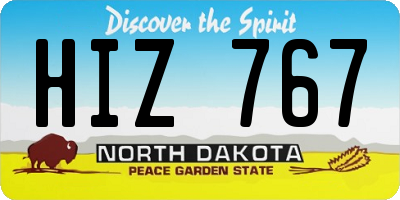 ND license plate HIZ767