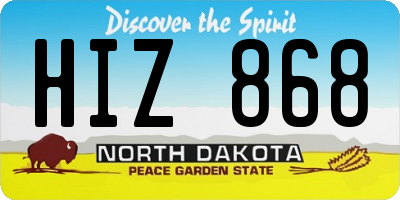 ND license plate HIZ868