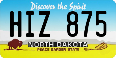 ND license plate HIZ875