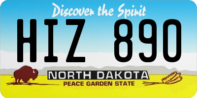 ND license plate HIZ890