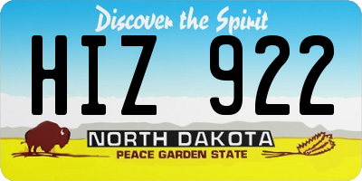 ND license plate HIZ922