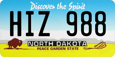 ND license plate HIZ988