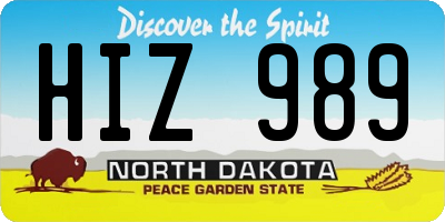 ND license plate HIZ989