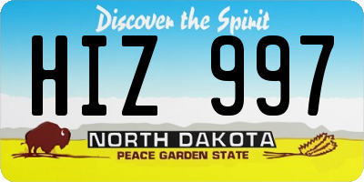 ND license plate HIZ997