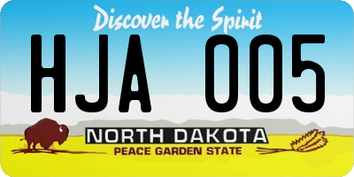 ND license plate HJA005