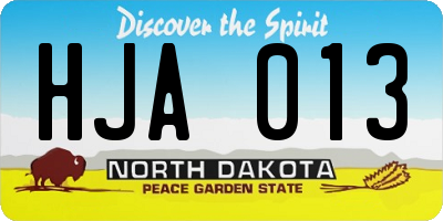 ND license plate HJA013