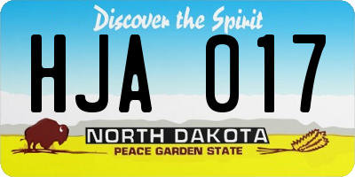 ND license plate HJA017