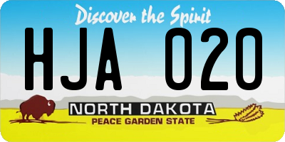 ND license plate HJA020