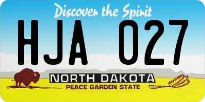 ND license plate HJA027