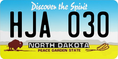 ND license plate HJA030