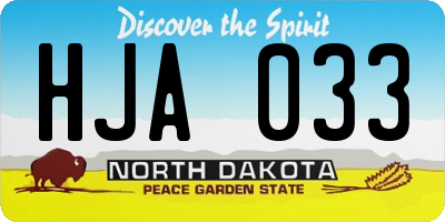 ND license plate HJA033