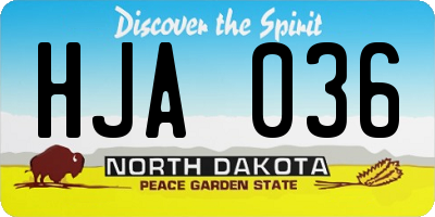 ND license plate HJA036