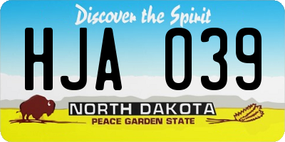 ND license plate HJA039