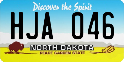 ND license plate HJA046