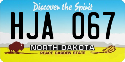 ND license plate HJA067