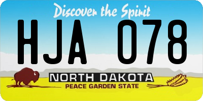 ND license plate HJA078