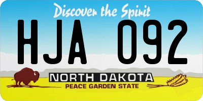 ND license plate HJA092