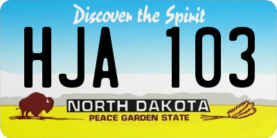 ND license plate HJA103