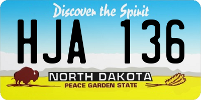 ND license plate HJA136