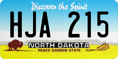 ND license plate HJA215