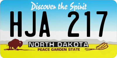 ND license plate HJA217