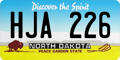 ND license plate HJA226