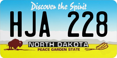 ND license plate HJA228