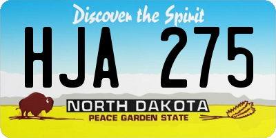 ND license plate HJA275