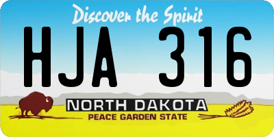 ND license plate HJA316