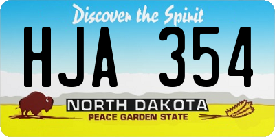 ND license plate HJA354