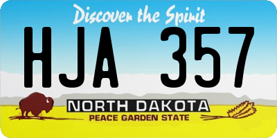 ND license plate HJA357