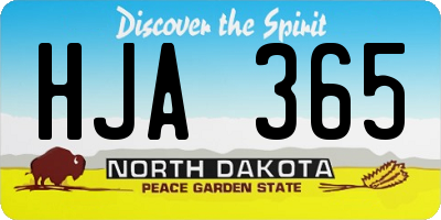 ND license plate HJA365